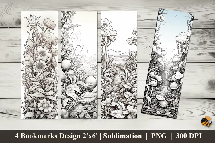 Coloring Flowers Bookmarks Sublimation Design