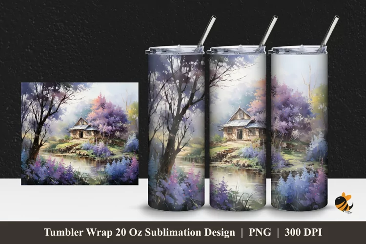 Tree Park Tumbler Wrap Sublimation Design 1