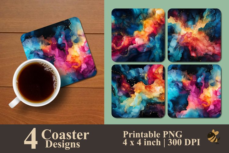 Beauty Colorful Liquid Coaster Sublimation Designs