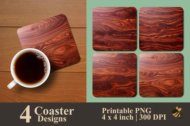 Wood Surface Coaster Sublimation Designs