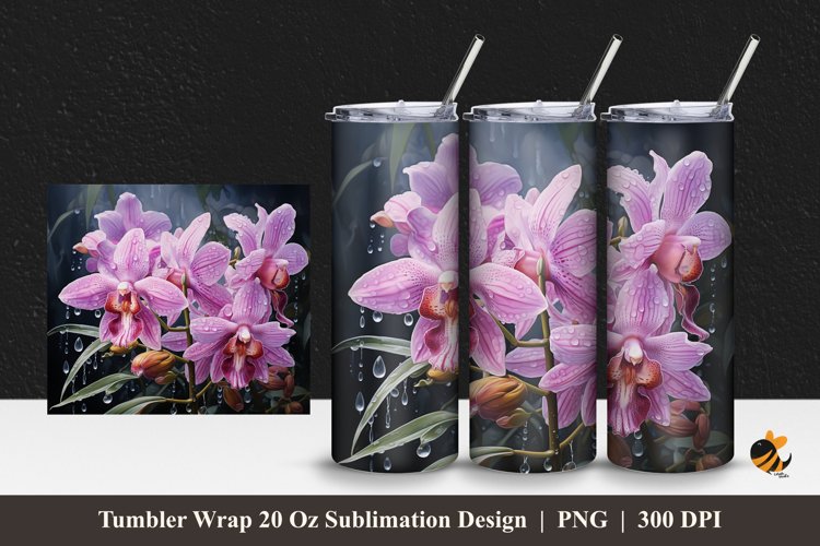 Wild Orchid Tumbler Wrap Sublimation Design 1