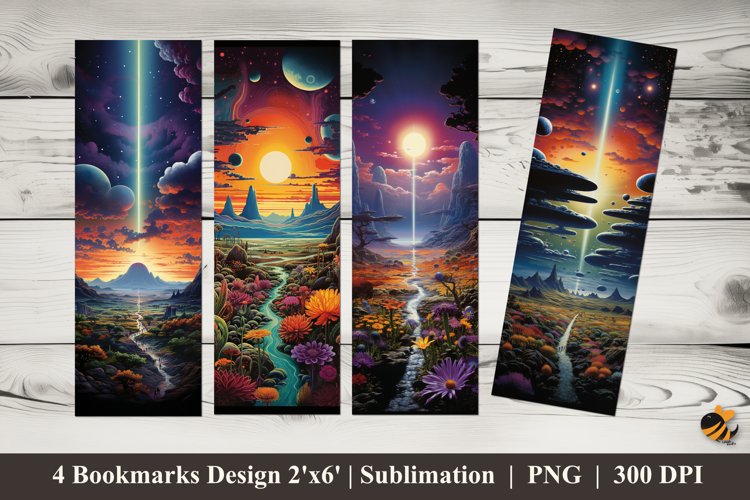 Night Nature Fantasy Bookmarks Sublimation Design example image 1
