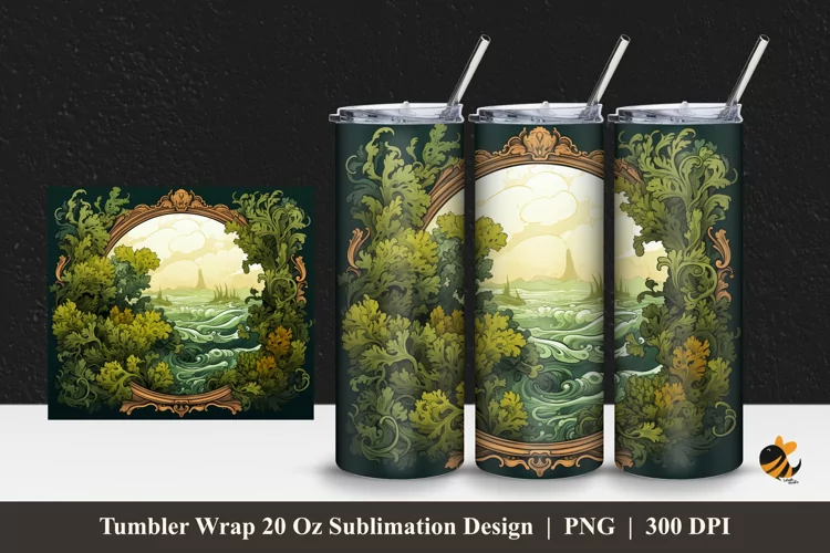 Retro Moss Tumbler Wrap Sublimation Design 1