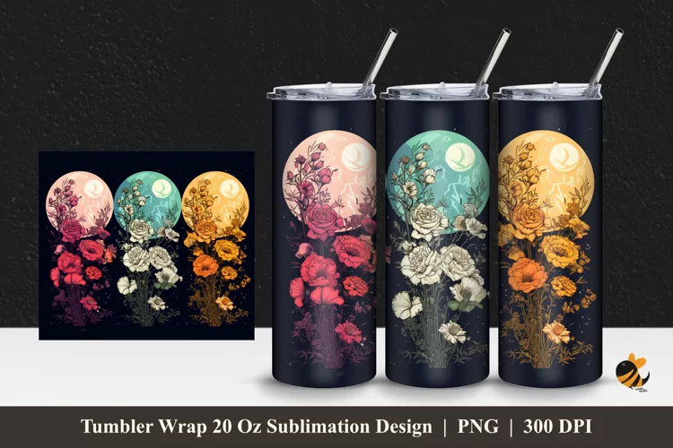 Flower Stalk Tumbler Wrap Sublimation Design 1