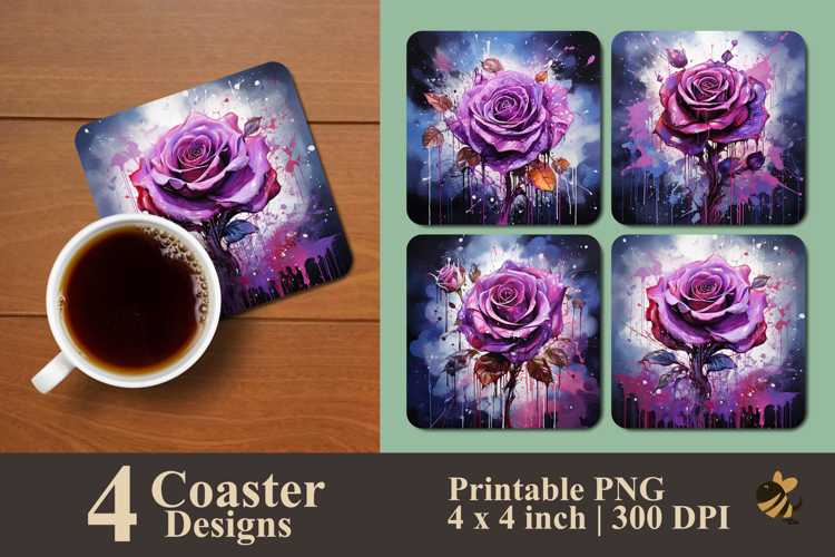 Reverend Violet Rose Coaster Sublimation Design