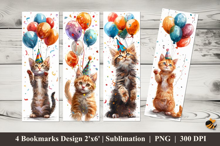 Birthday Cat Bookmarks Sublimation Design