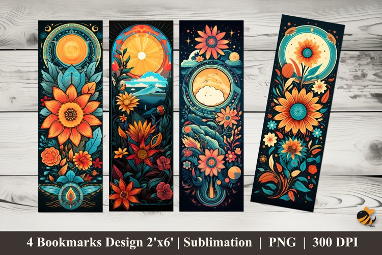 Cheerful Flowers Bookmarks Sublimation Design
