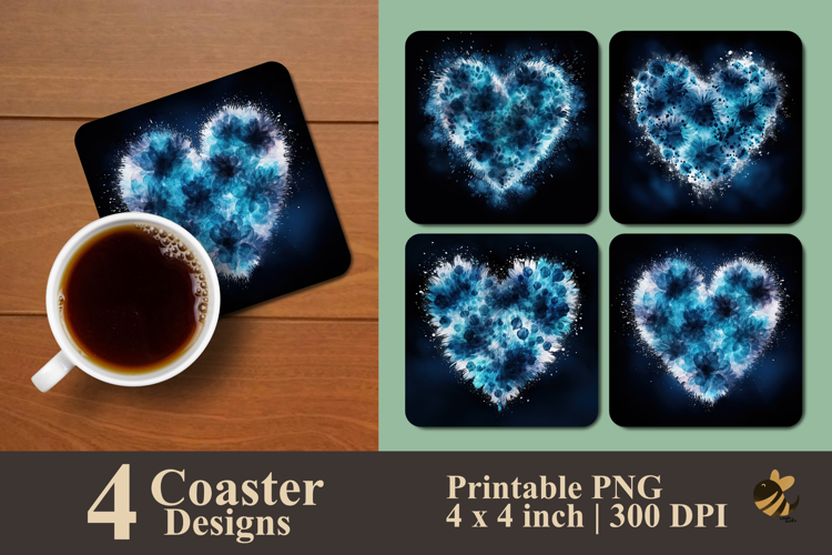 Arctic Soul Heart Coaster Sublimation Design
