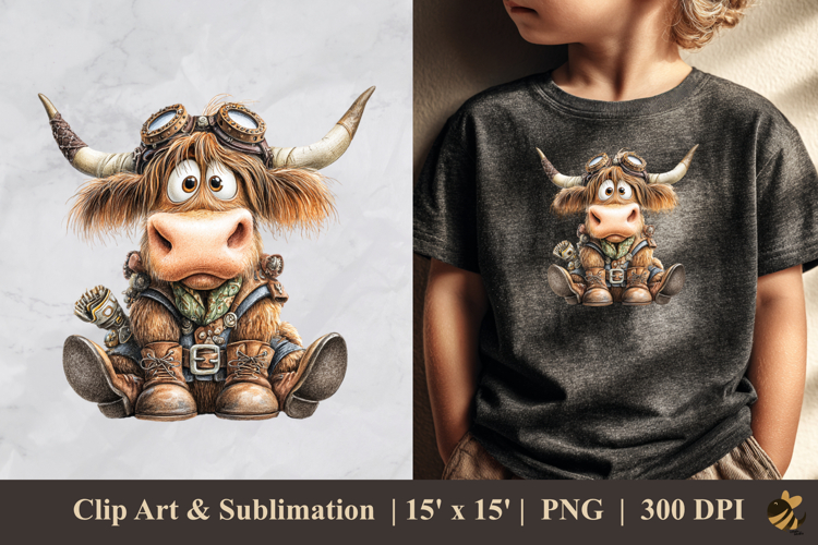 Highland Cattle Fantasy DTF Sublimation Clipart Design 1