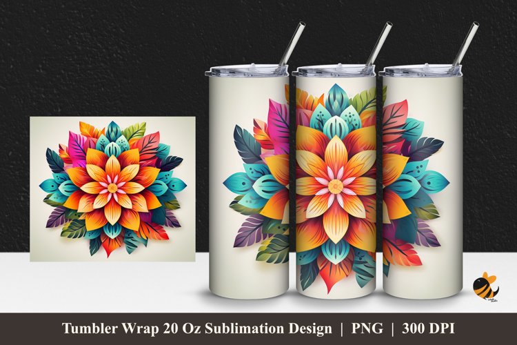 Colorful Blooms Tumbler Wrap Sublimation Design 1