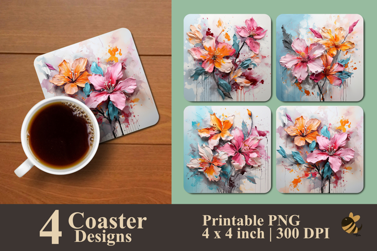 Flower Coaster Sublimation Design