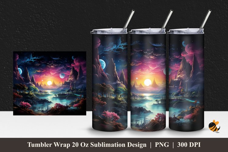 Fantasy Island Tumbler Wrap Sublimation Design 1 example image 1