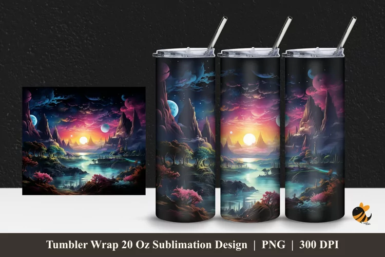 Fantasy Island Tumbler Wrap Sublimation Design 1