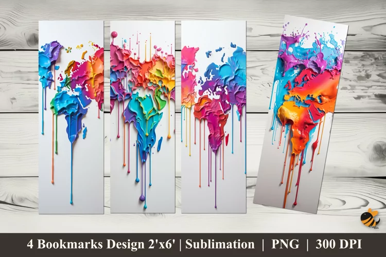 Colorful Paint Bookmarks Sublimation Design