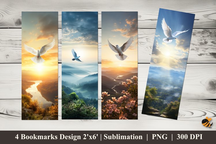 Dove Flying Bookmarks Sublimation Design example image 1