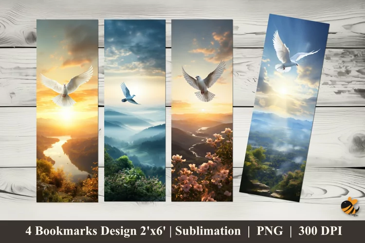 Dove Flying Bookmarks Sublimation Design