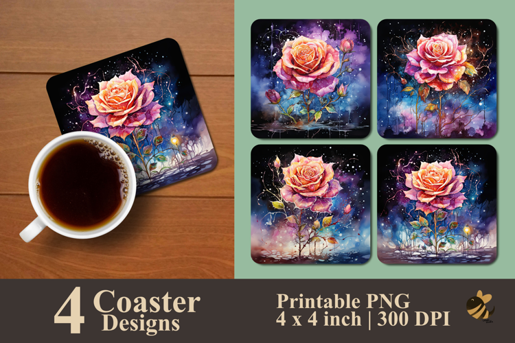 Fusion Rose Coaster Sublimation Design