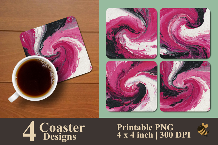 Abstract Paint Swirl Coaster Sublimation Design