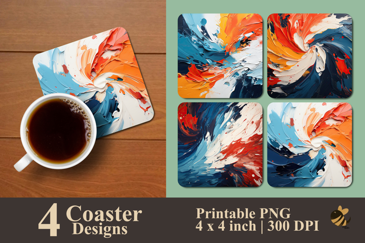 Abstract Painting Coaster Sublimation Design