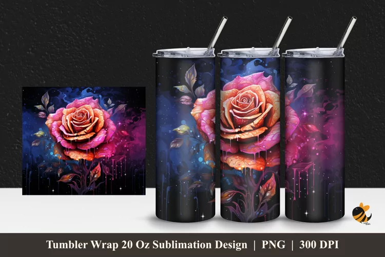 Rose Effect Tumbler Wrap Sublimation Design 1