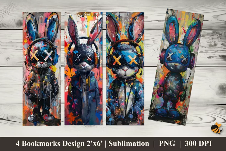 Fantasy Bunny Bookmarks Sublimation Design