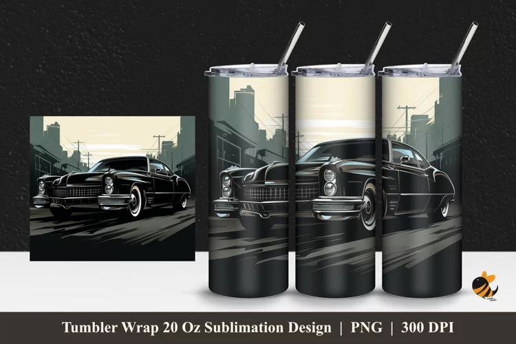 Elegant Car Tumbler Wrap Sublimation Design 1