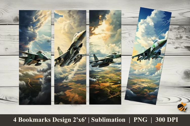 Fantasy Fighter Plane Bookmarks Sublimation Design