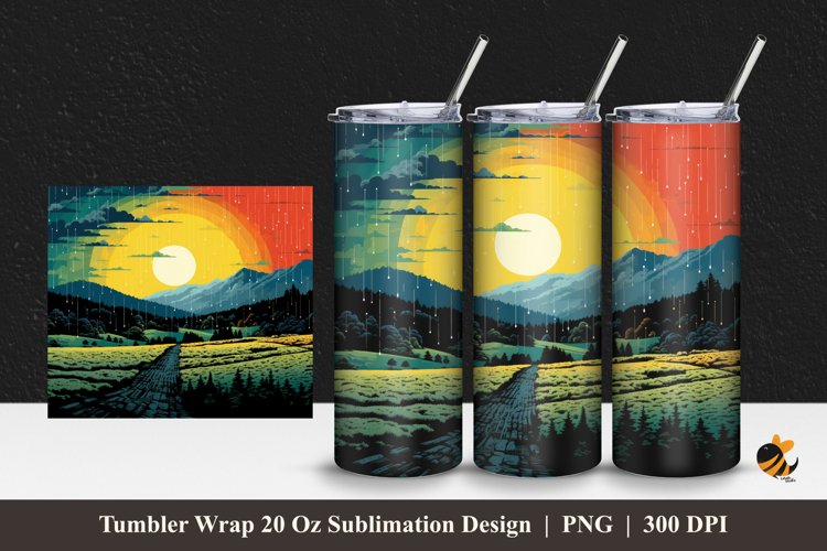 Grassland Tumbler Wrap Sublimation Design 1