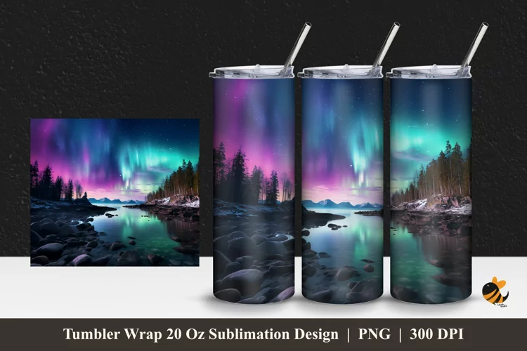 Aurora Panoramic Tumbler Wrap Sublimation Design 1