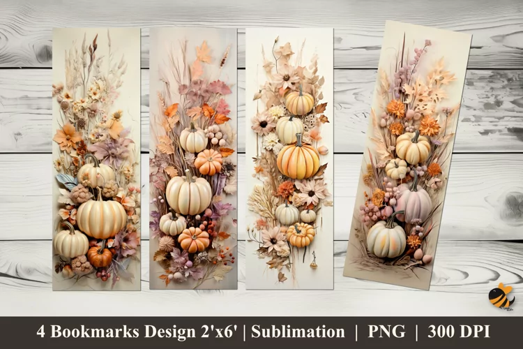 Antique Pumpkin Bookmarks Sublimation Design