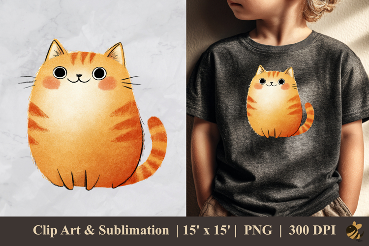 Cheerful Cat DTF Sublimation Clipart Design 1