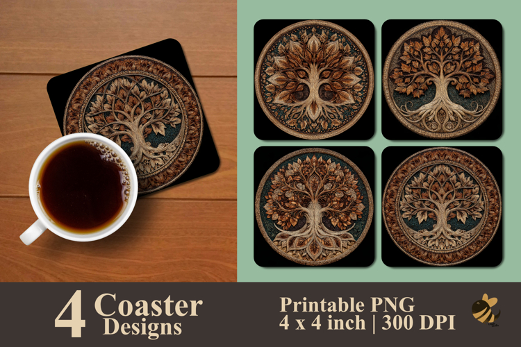Tree Of Life Coaster Sublimation Design
