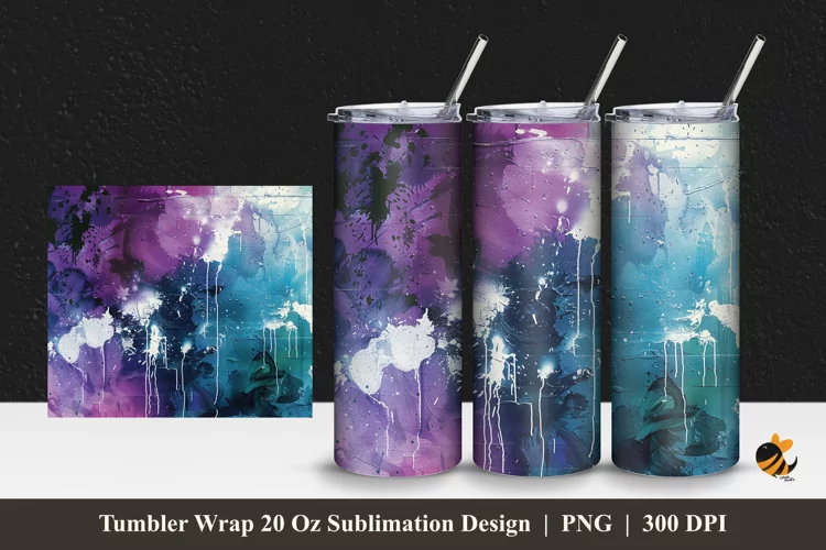 Abstract Splash Tumbler Wrap Sublimation Design 1
