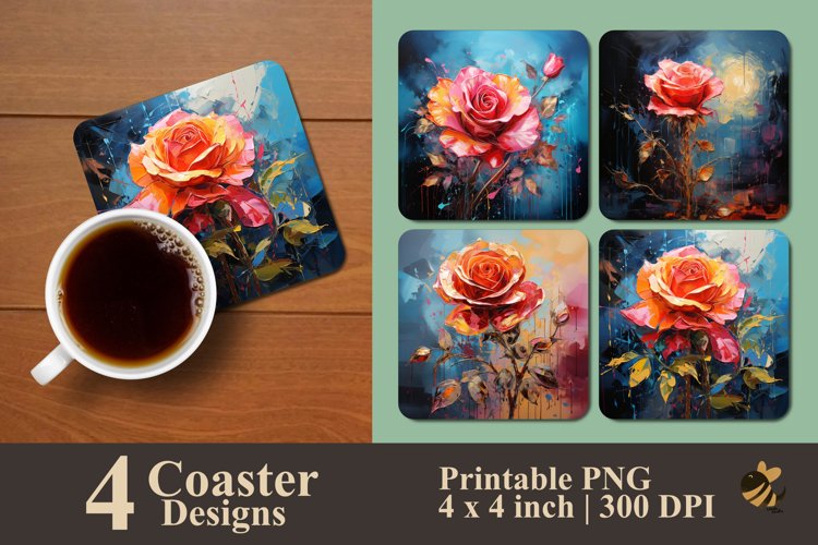 Acrylic Rose Coaster Sublimation Designs