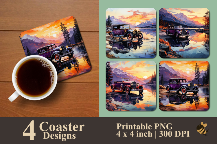 Classic Lakeside Drive Coaster Sublimation Design