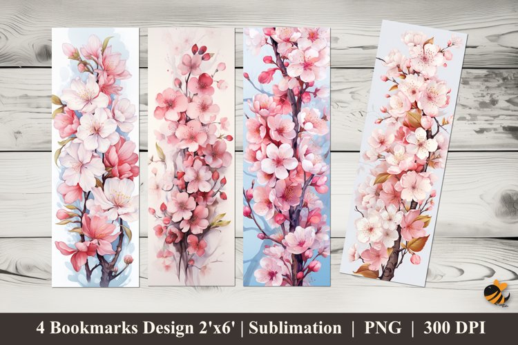 Sakura Winter Bookmarks Sublimation Design example image 1