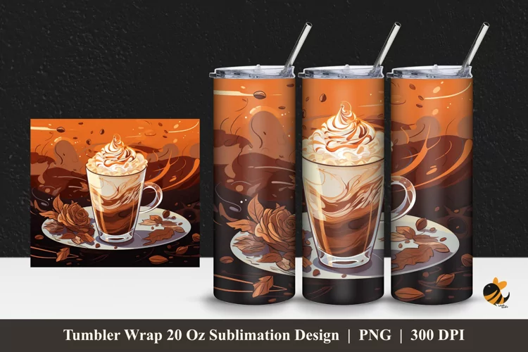 Chocolate Drink Tumbler Wrap Sublimation Design 1