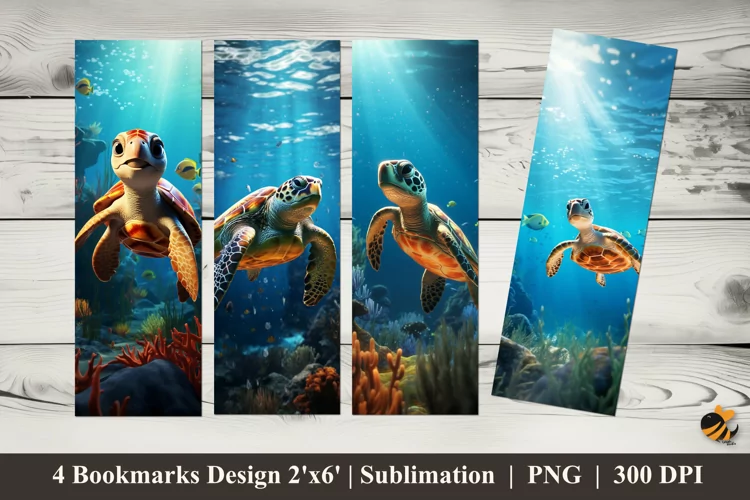 Small Turtle Bookmarks Sublimation Design