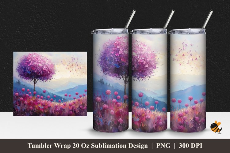 Purple Allium Tumbler Wrap Sublimation Design 1