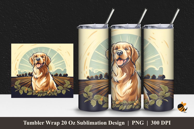 Happy Dog Tumbler Wrap Sublimation Design 1 example image 1