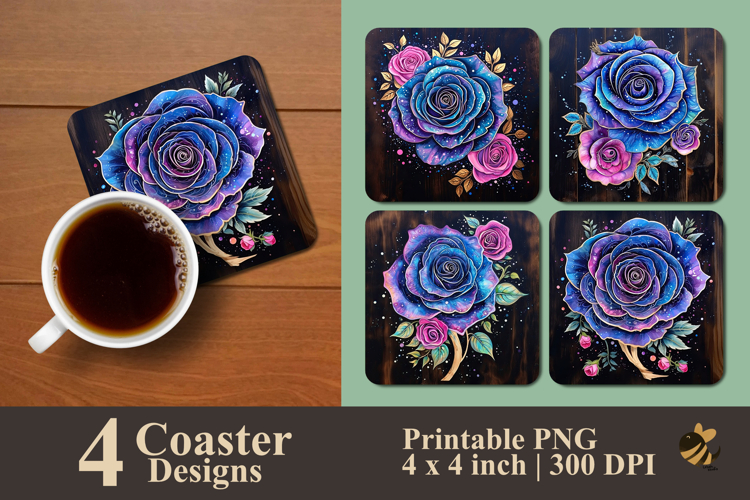 Nebula Rose Coaster Sublimation Design