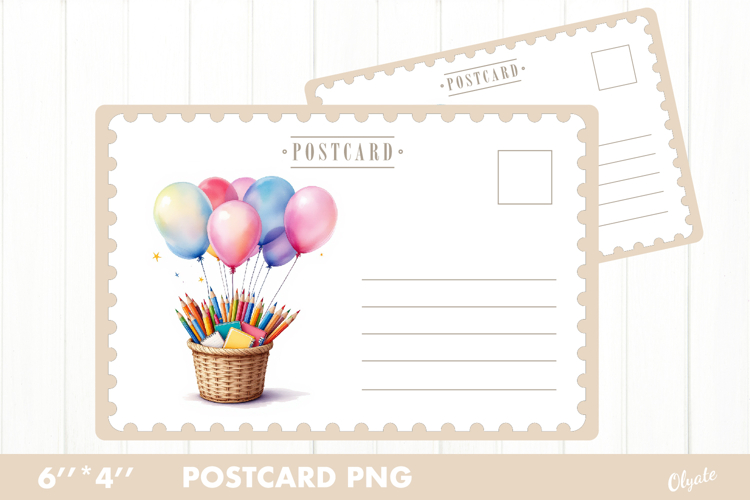 Back to School Card PNG. School Postcard PNG