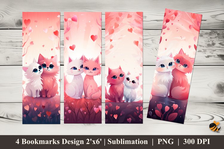 Cat Love Bookmarks Sublimation Design