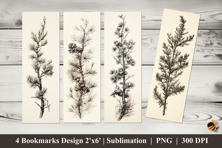 Fir Twig Bookmarks Sublimation Design example image 1