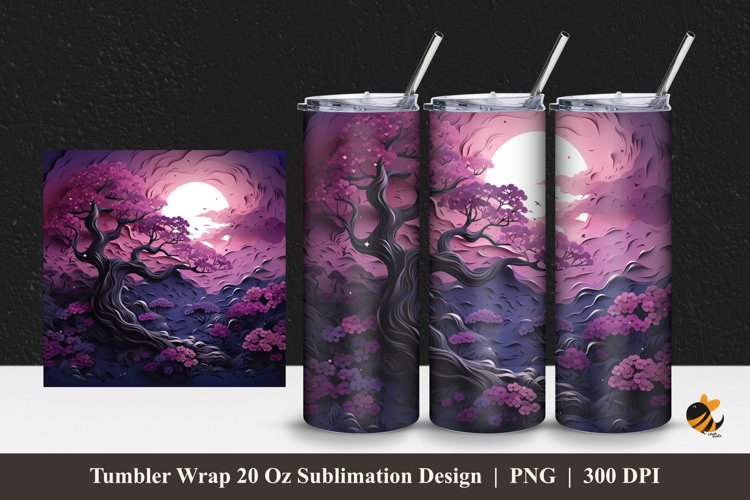 3d Nature Bougainvillea Tumbler Wrap Sublimation Design 1