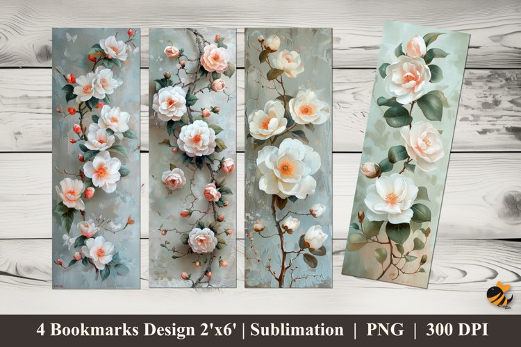 Camellia Flowers Bookmarks Sublimation Design