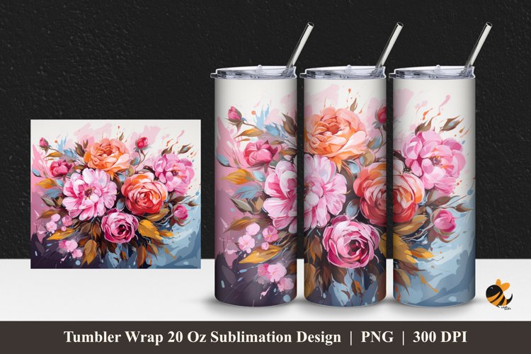 Bouquet Illustration Tumbler Wrap Sublimation Design 1