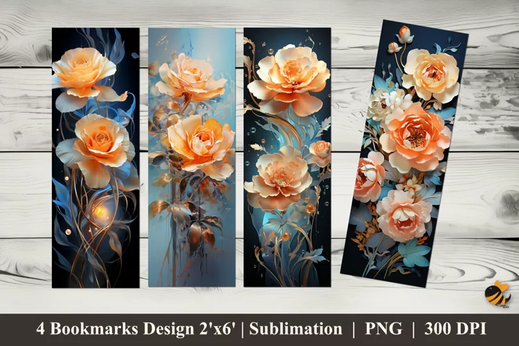 Orange Rose Bookmarks Sublimation Design