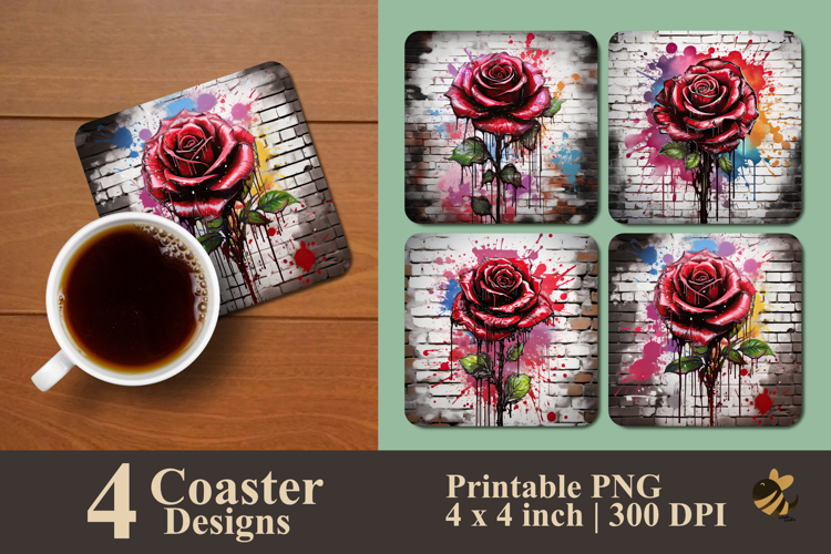 Wall of Roses Graffiti Coaster Sublimation Design