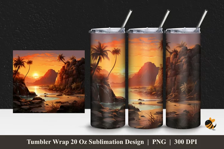 Sunset Strait Tumbler Wrap Sublimation Design 1